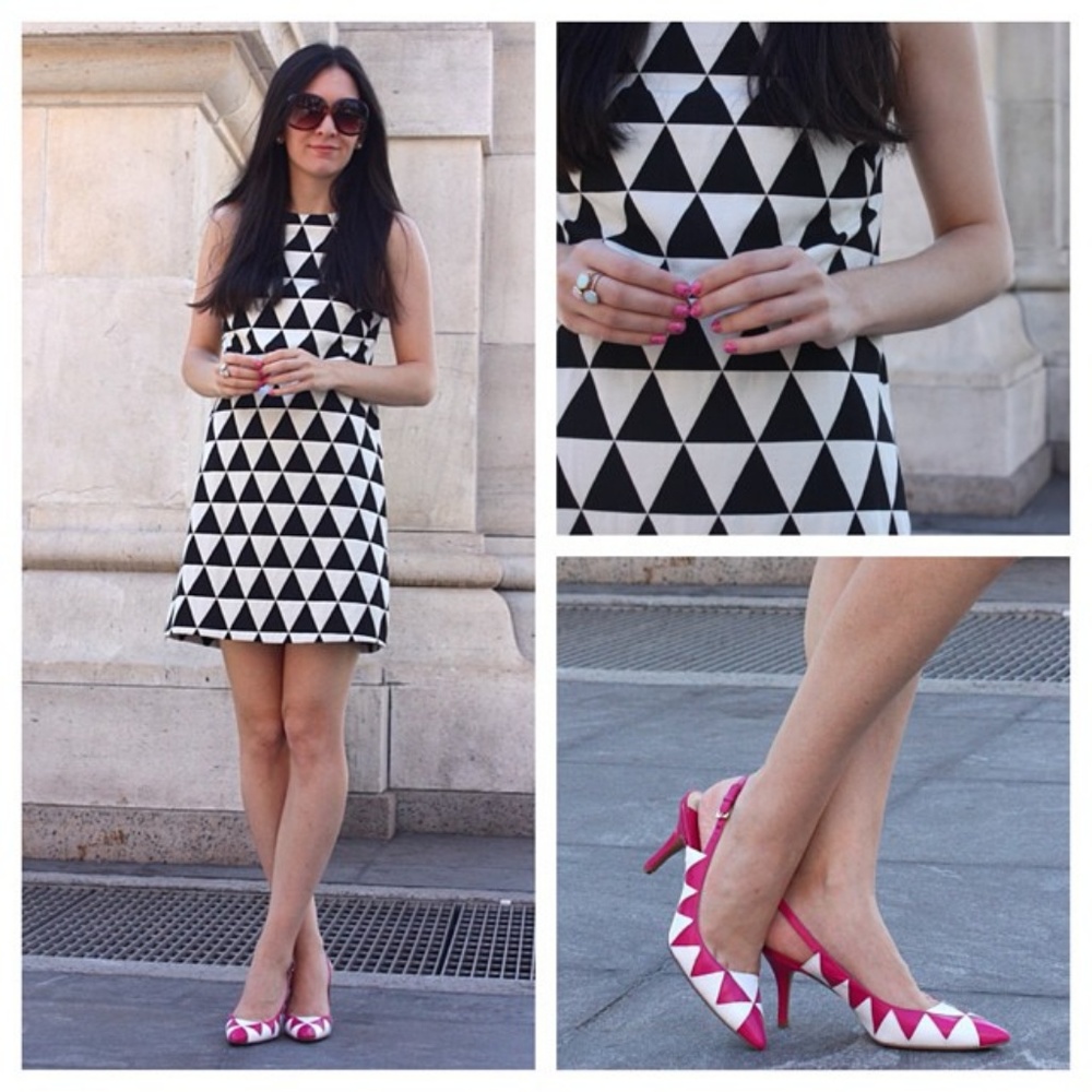 Nine West Pink and White Geo Heel